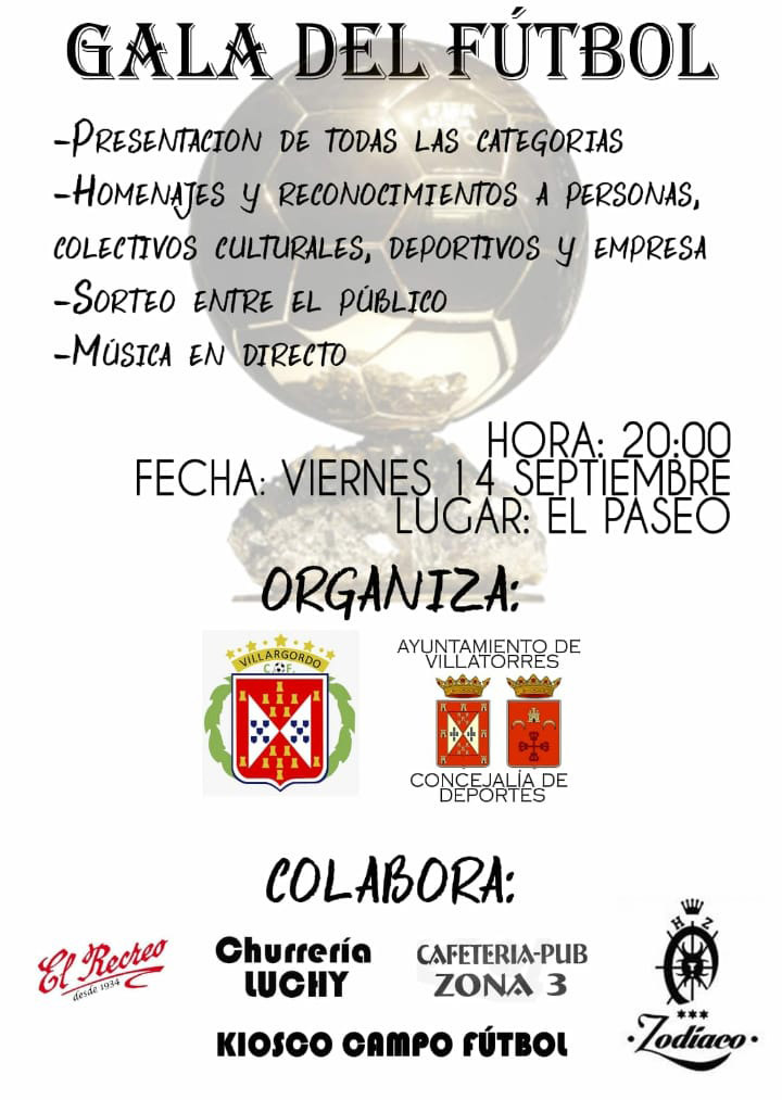 Gala del Futbol 2018 el próximo 14 de septiembre
