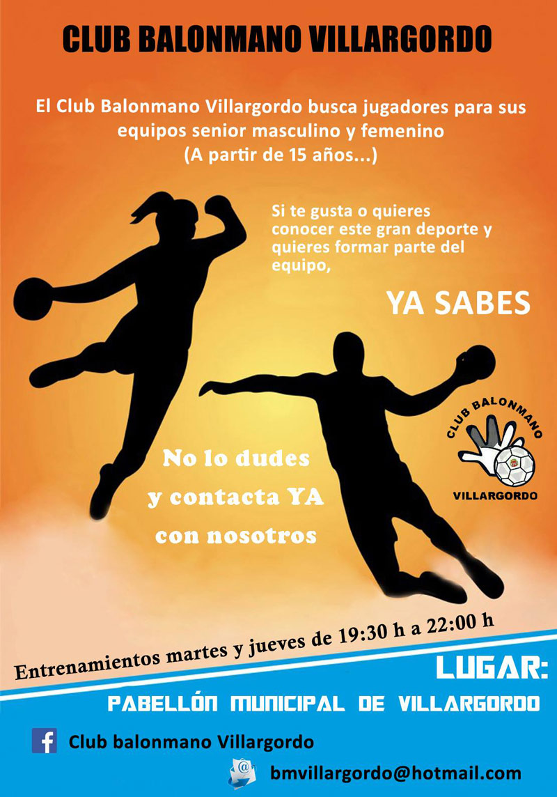 ¡Únete al balonmano! El Club Balonmano Villargordo busca jugares y jugadoras senior