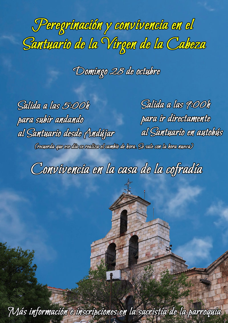 Peregrinación y convivencia en el Santuario de la Virgen de la Cabeza el próximo 28 de octubre