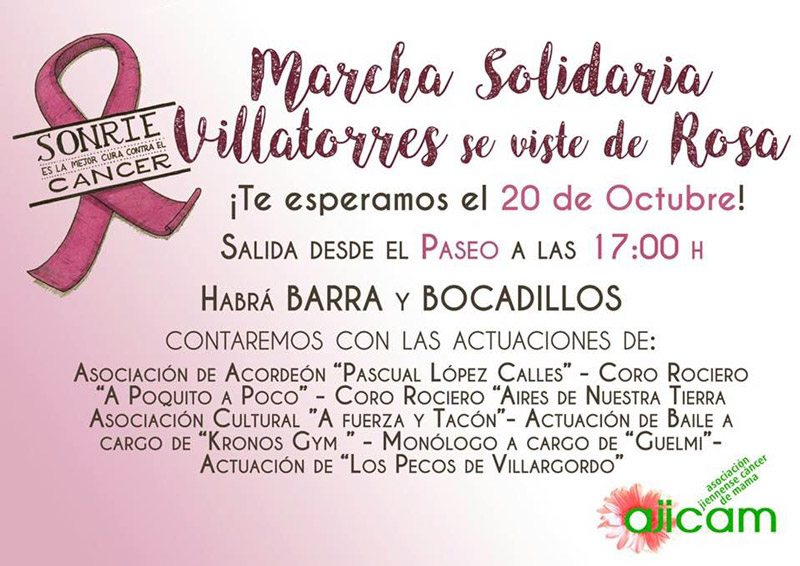 Marcha solidaria: Villatorres se vista de rosa