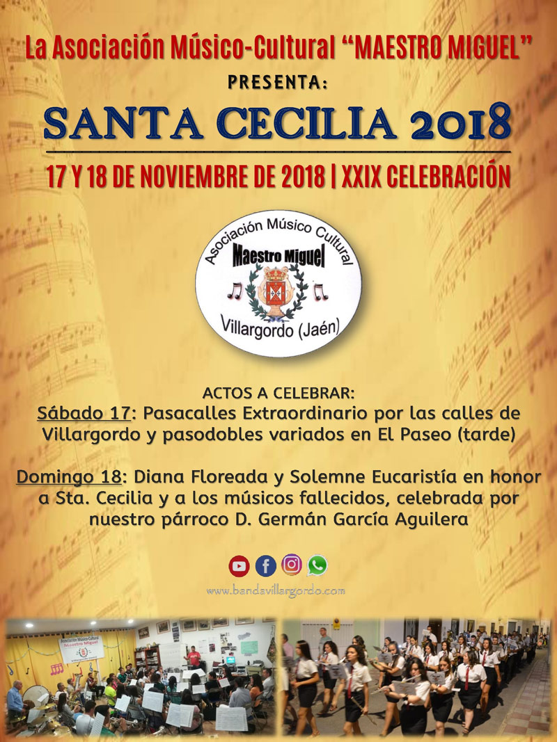Actos Santa Cecilia 2018 de la Asoc. Musico-cultural Maestro Miguel