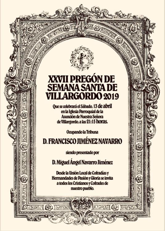 XXVII Pregón de Semana Santa de Villargordo 2019