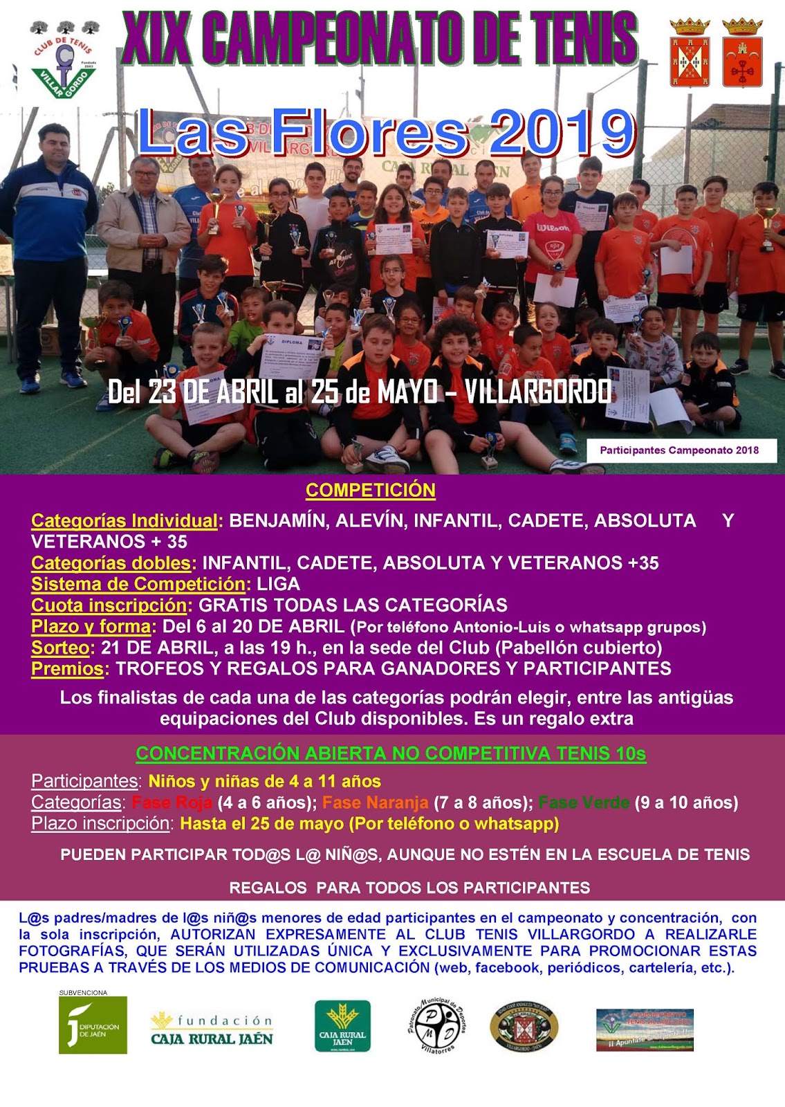 Abierto el plazo de inscripción al XIX Campeonato de Tenis Las Flores 2019