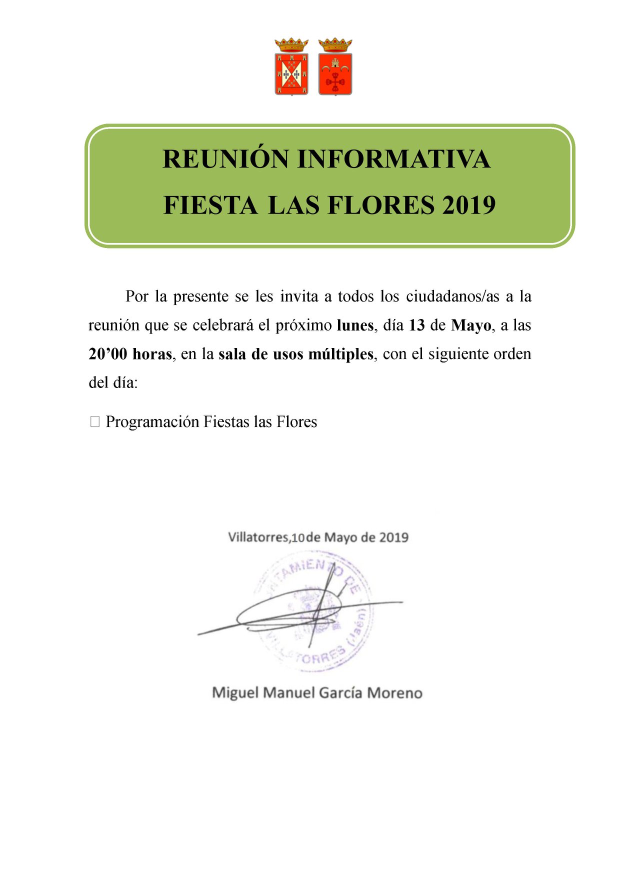 Reunión Informativa Fiesta de las Flores 2019
