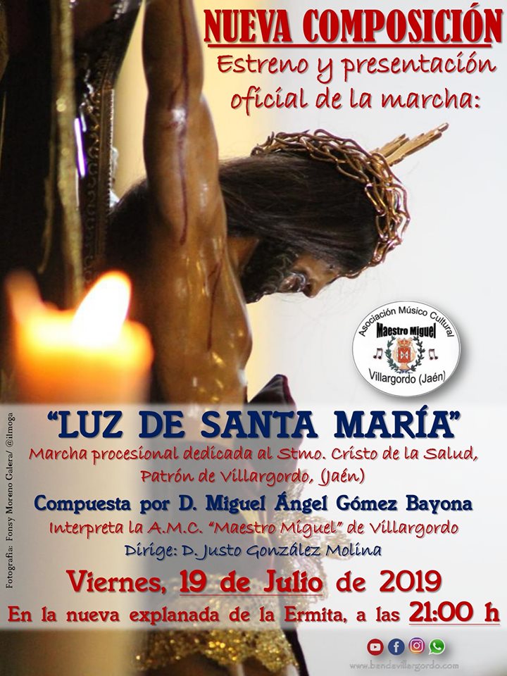 La A.M.C Maestro Miguel presenta una marcha procesional en honor al Stmo. Cristo de la Salud