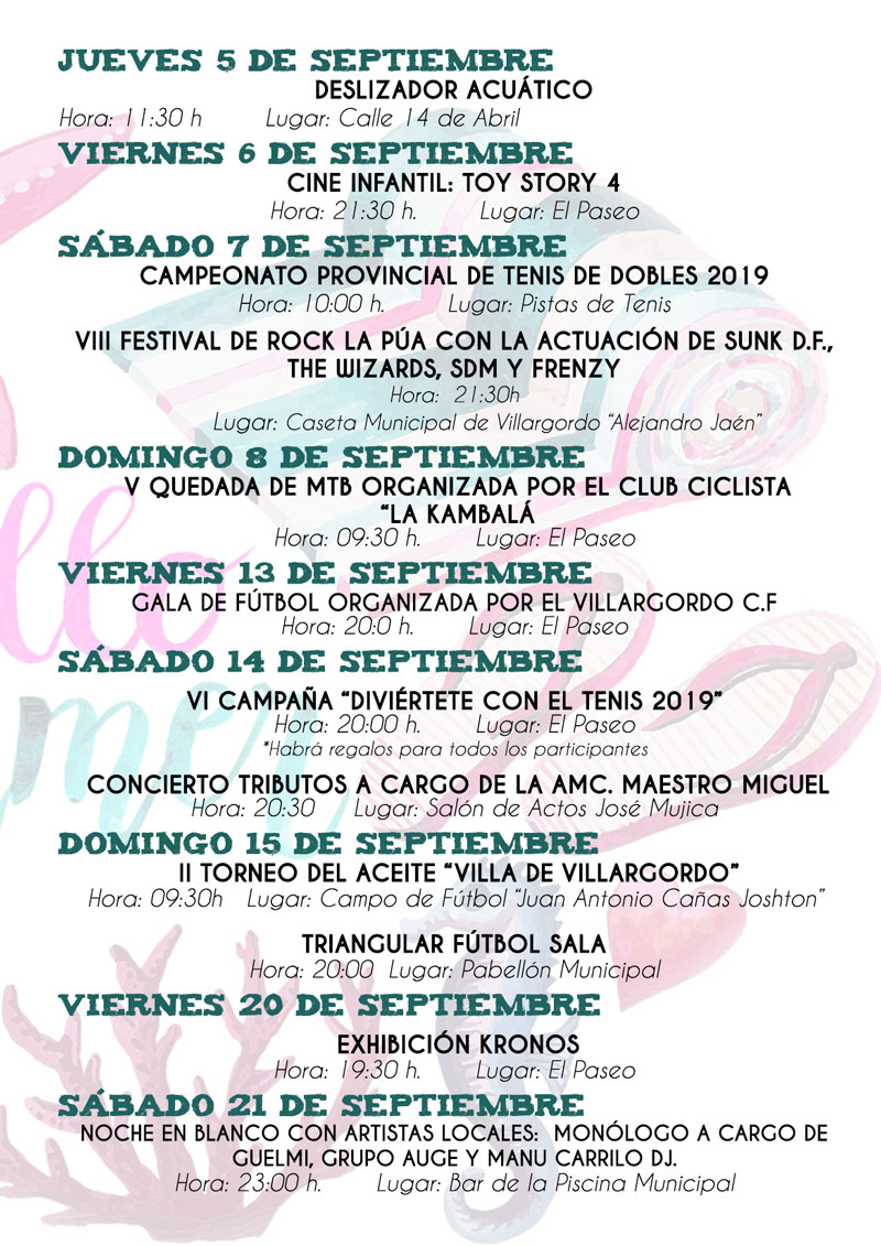 Actividades Fin de Verano 2019