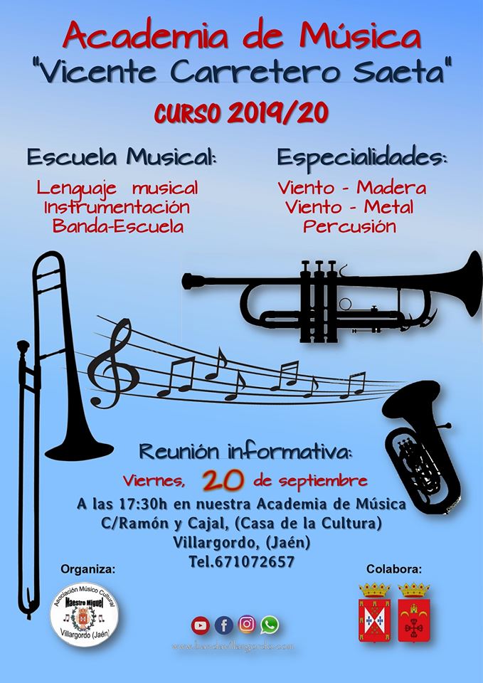 Reunión informativa Academia de Música Vicente Carretero Saeta Curso 2019-20