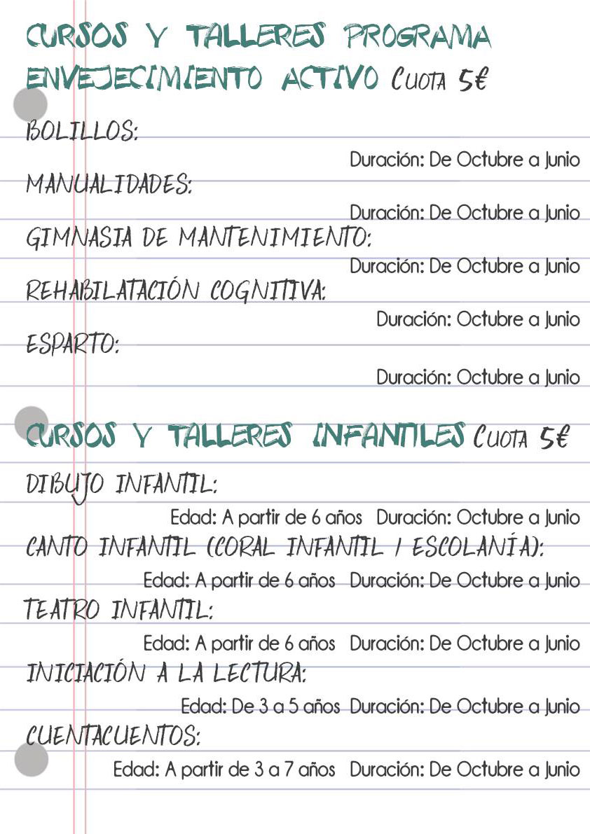 Escuelas, cursos y talleres 2019/2020