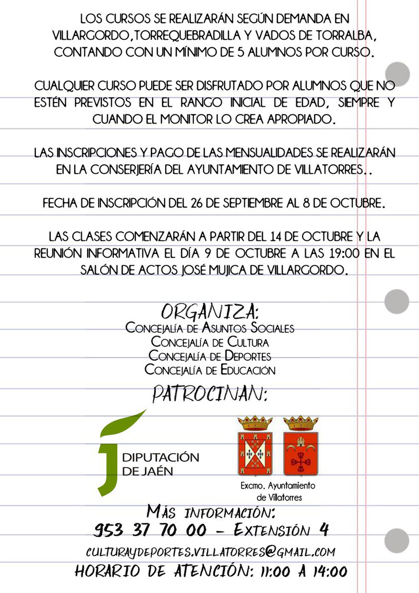Escuelas, cursos y talleres 2019/2020