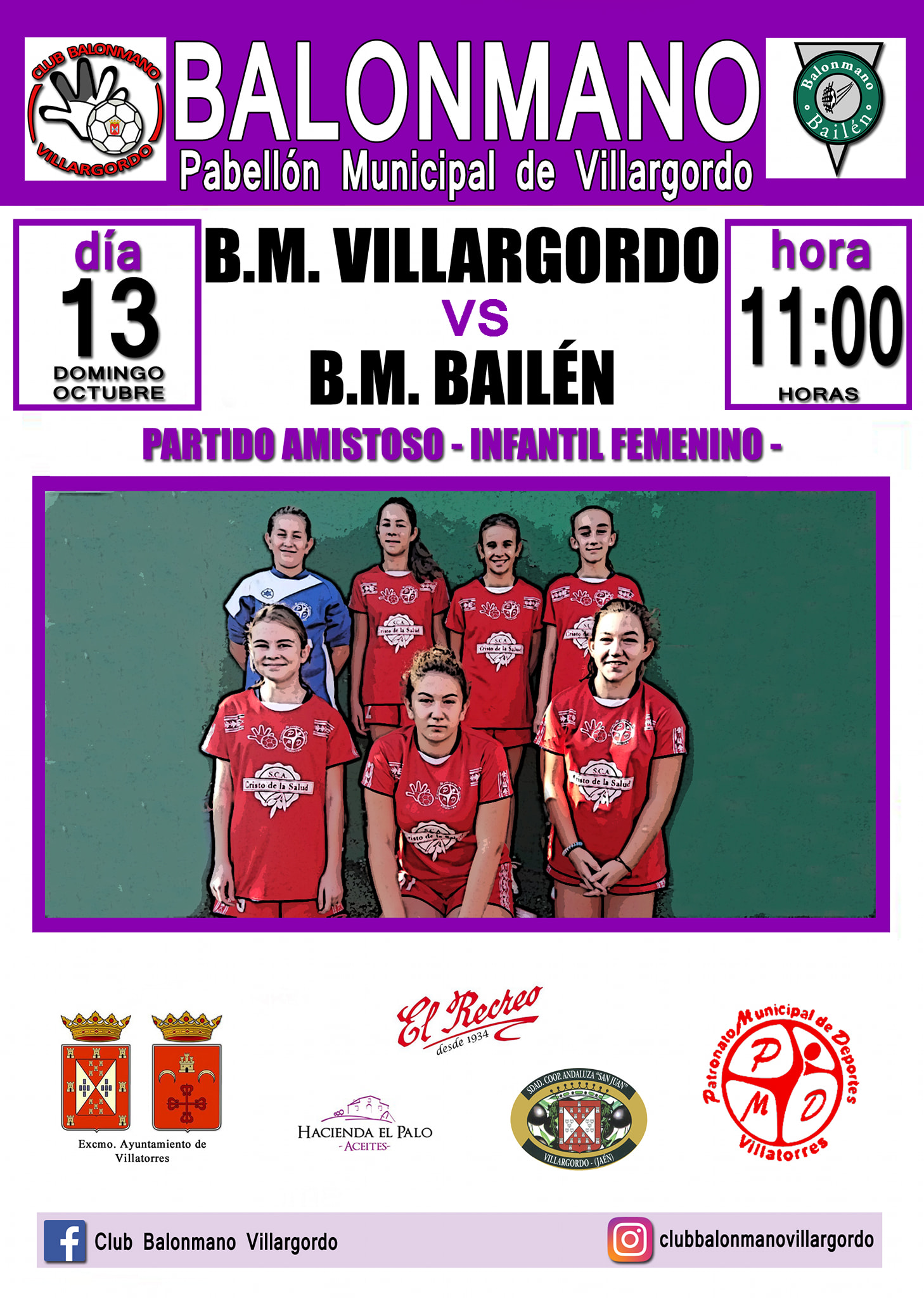Partido de Balonmano infantil femenino BM Villargordo - BM Bailén