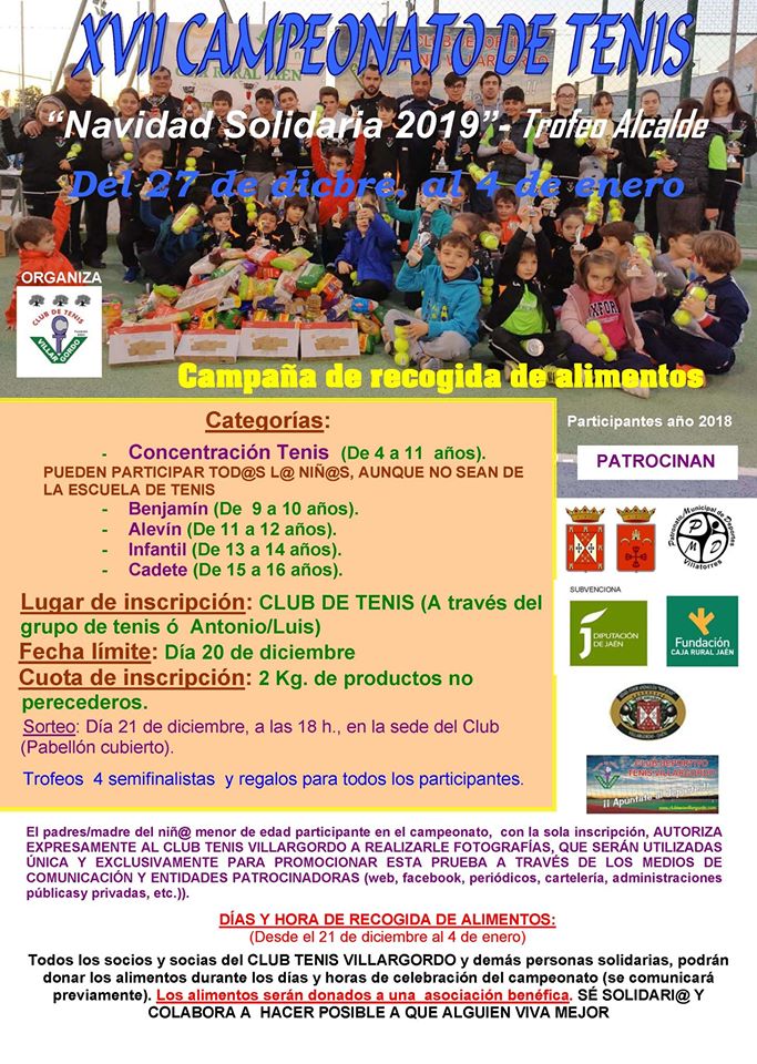 XVII Campeonato de Tenis: Navidad Solidaria 2019