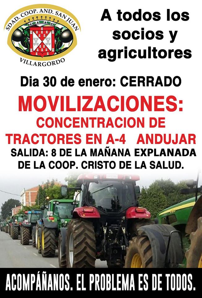 Concentración de tractores en A-4 Andújar