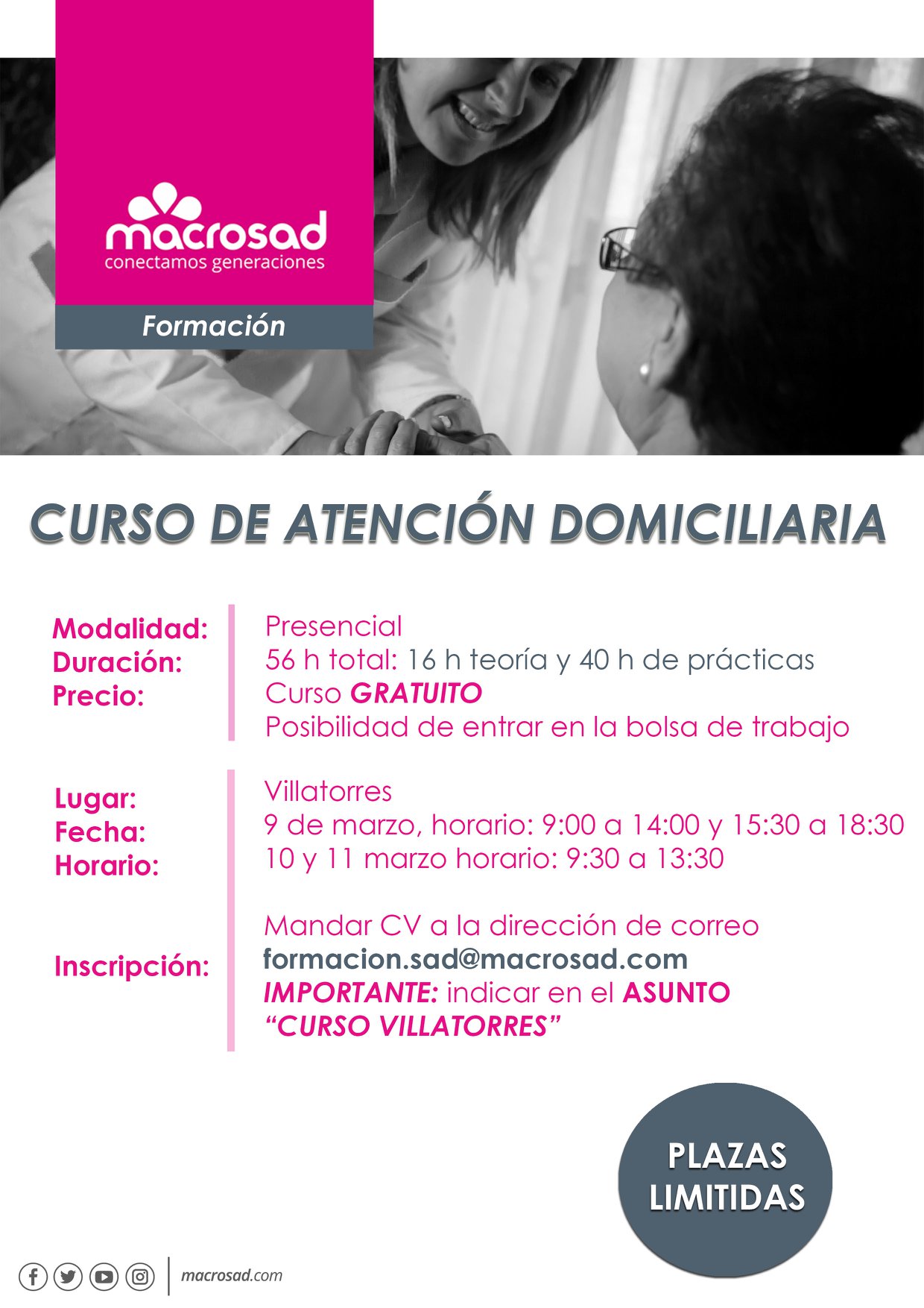 Curso de Atención domiciliaria de Macrosad en Villatorres