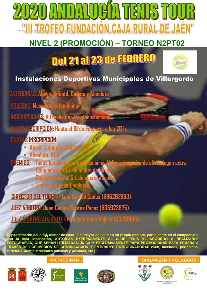 Abierta la inscripción al III Trofeo Caja Rural de Jaén de Tenis