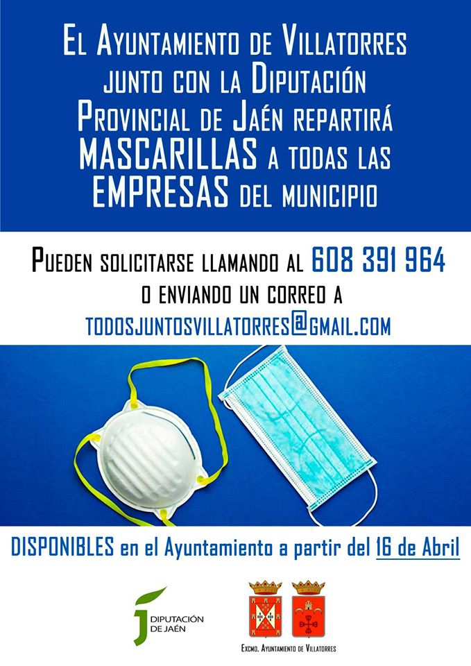 Reparto de mascarillas a empresas del municipio