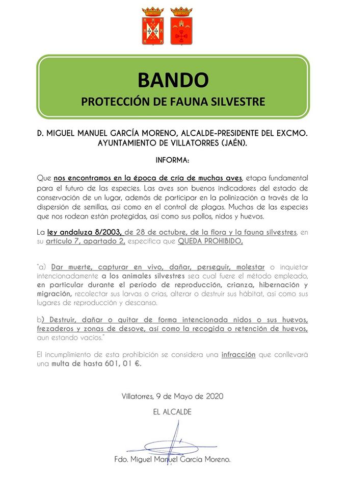Bando sobre Protección de Fauna Silvestre