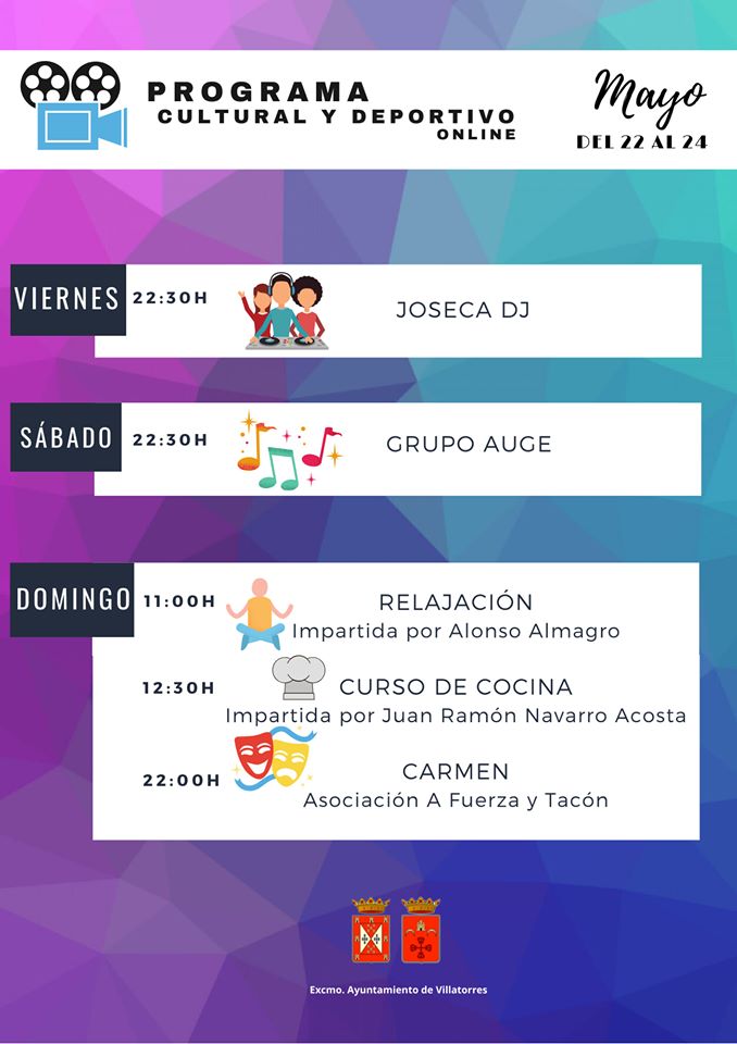Programa Deportivo y Cultural Online del 22 al 24 de mayo