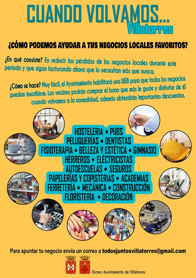 Disponible la web de los negocios locales: Cuando volvamos Villatorres