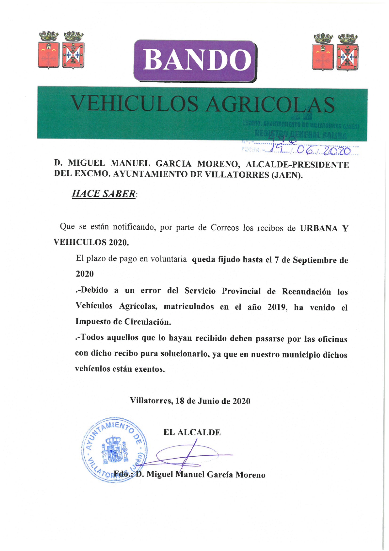 Bando sobre Vehículos Agrícolas