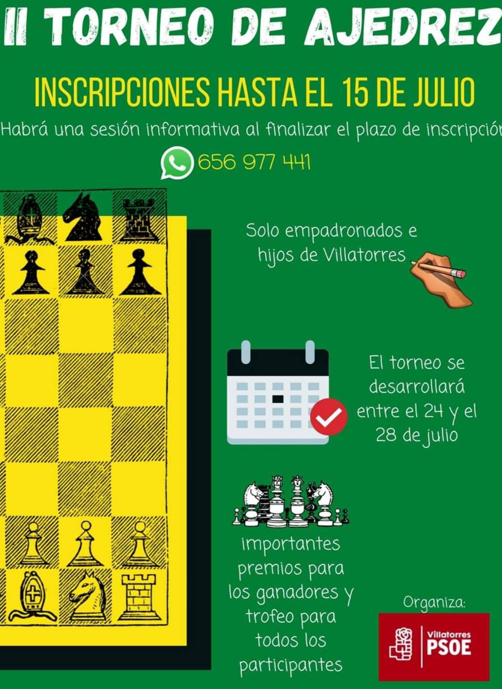 II Torneo de Ajedrez organizado por PSOE de Villatorres