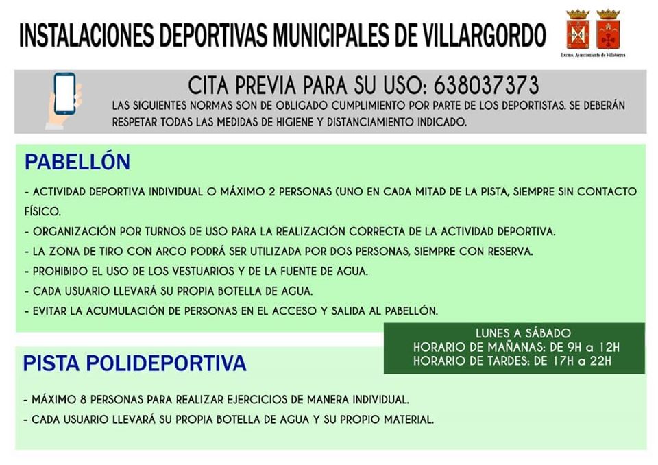Normas y horarios de Instalaciones Deportivas Municipales