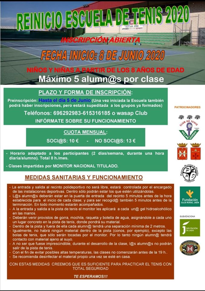 Reinicio Escuela de Tenis 2020