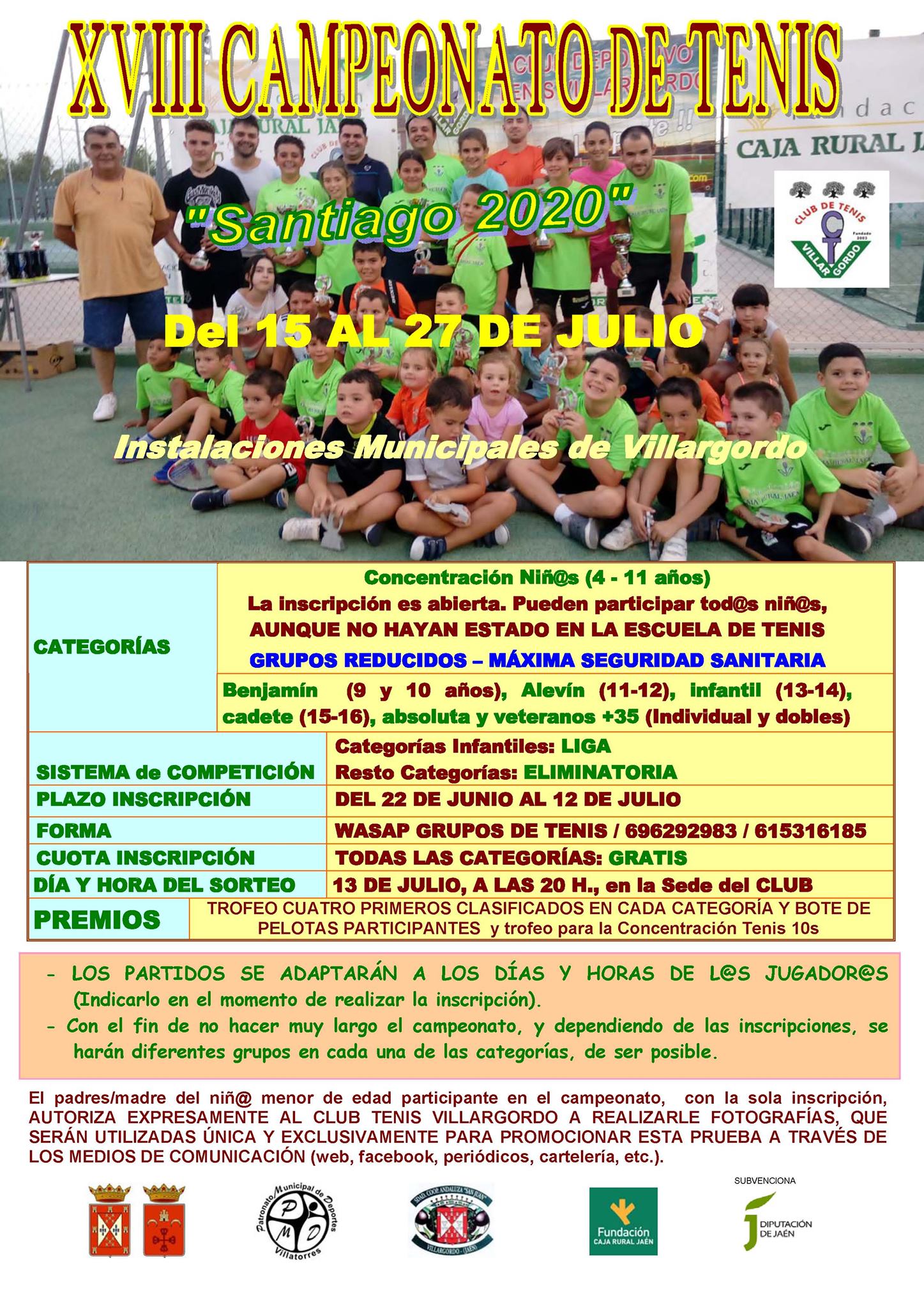 Abierto el plazo de inscripción al XVIII Campeonato de Tenis Santiago 2020