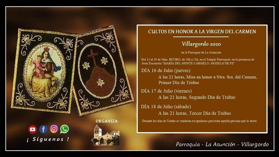 Cultos en honor a la Virgen del Carmen