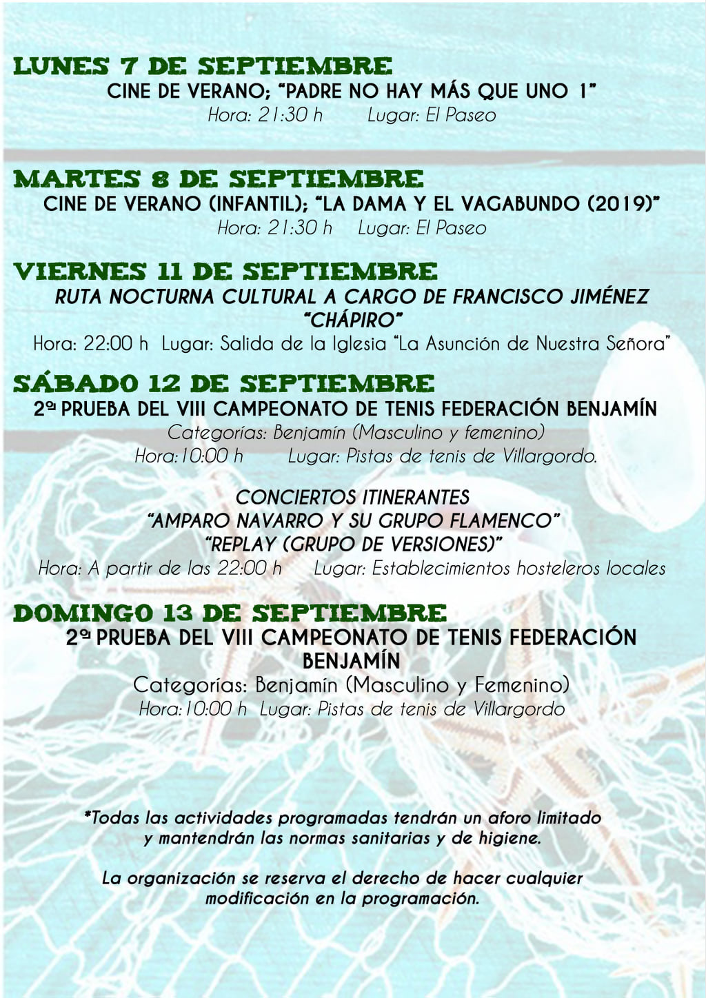 Actividades Fin de Verano Villargordo 2020