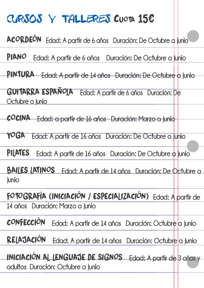 El Ayto. de Villatorres presenta los cursos municipales 2020/2021