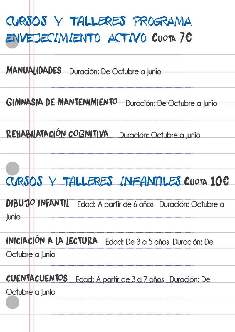 El Ayto. de Villatorres presenta los cursos municipales 2020/2021