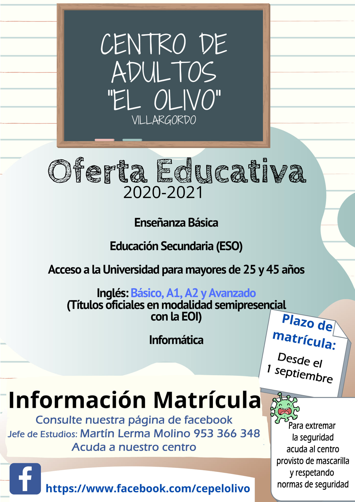 Abierto el plazo de matrícula al Centro de Adultos "El Olivo"
