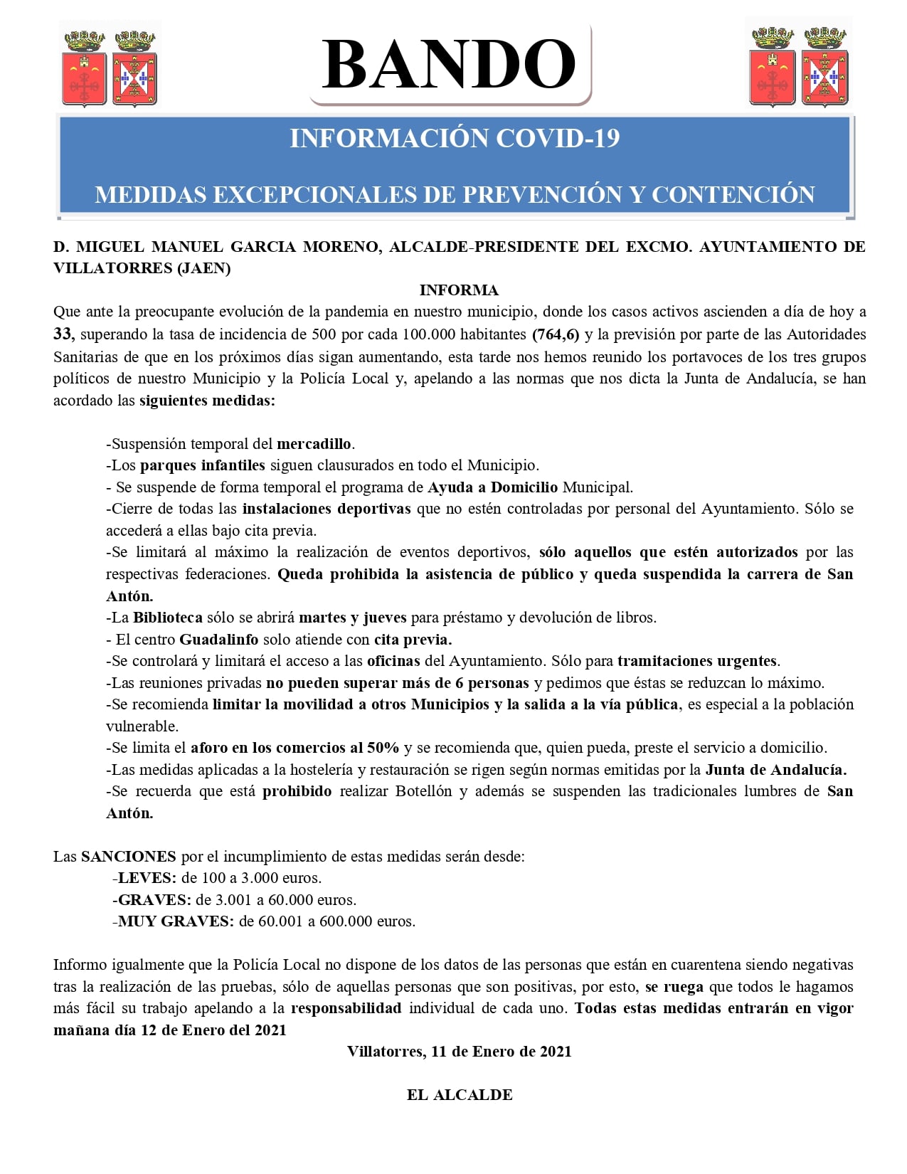 Bando Información Covid-19