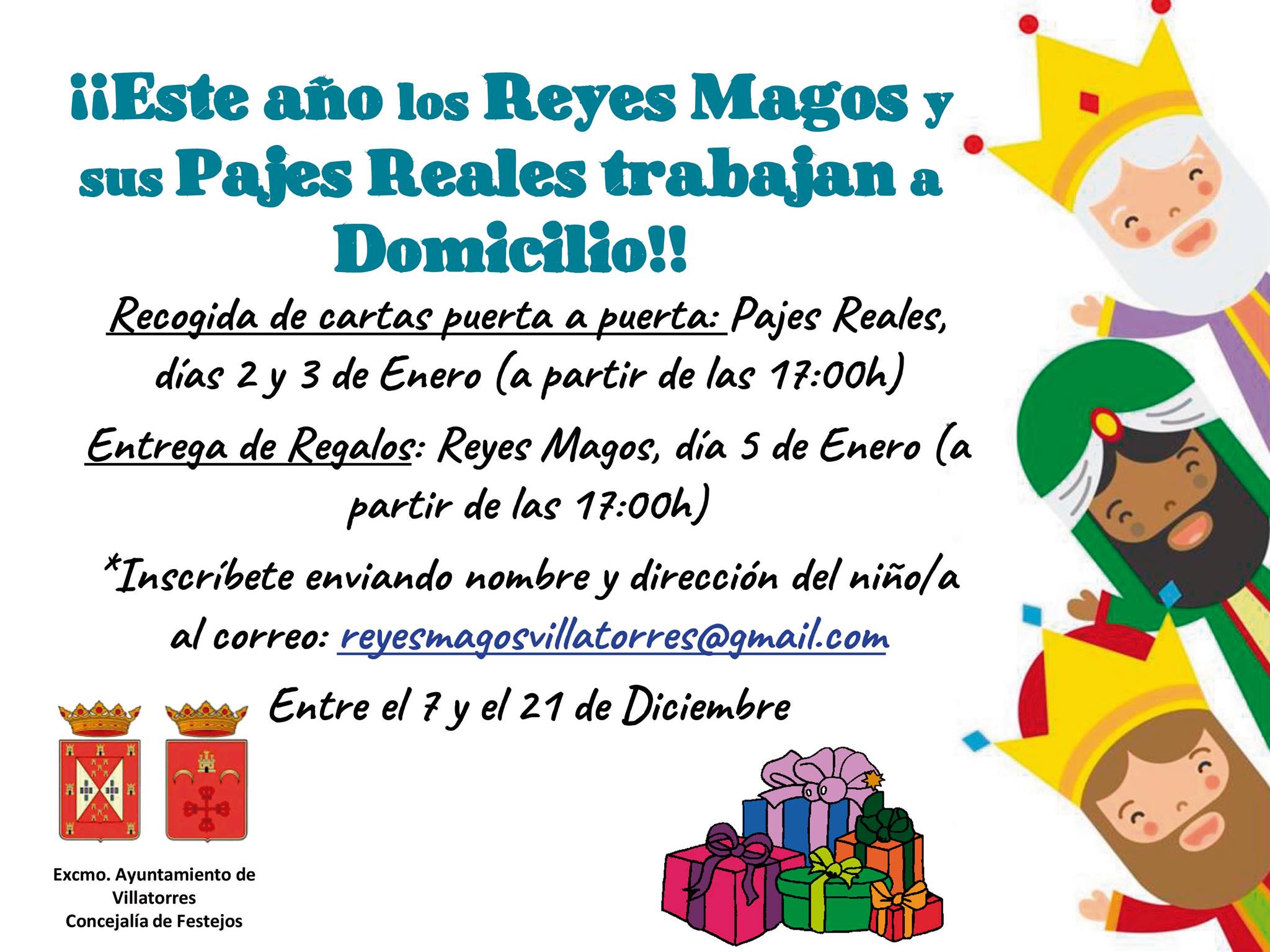 El Ayto. de Villatorres anuncia cambios en los Reyes Magos de este año