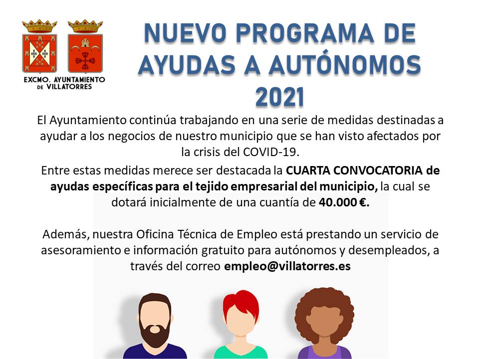 El Ayto. de Villatorres presenta el Programa de ayuda a autónomos 2021