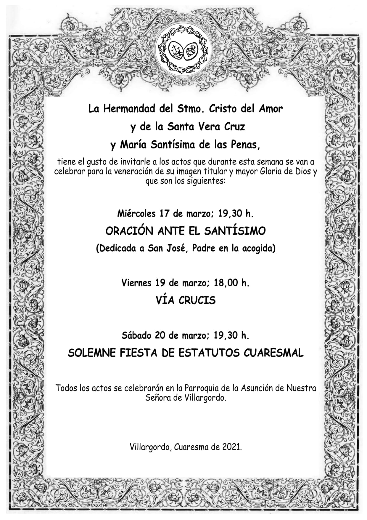 Actos Hermandad del Stmo. Cristo del Amor y Veracruz