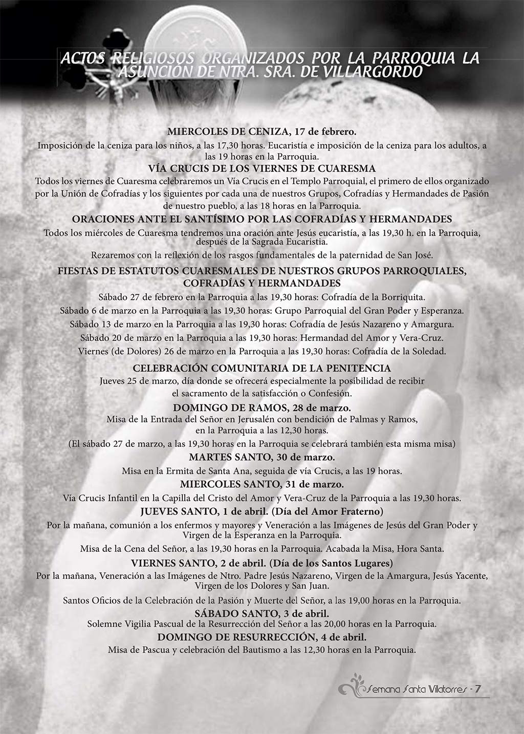 Actos Religiosos Semana Santa 2021