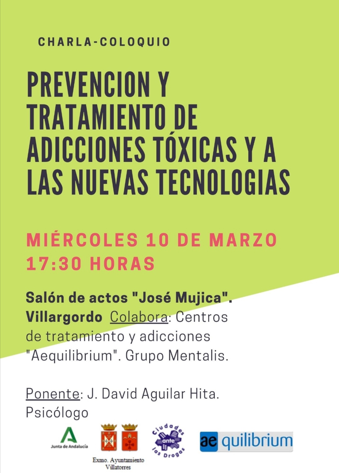 Charla-coloquio Prevención y tratamiento de adiciones tóxicas y a nuevas tecnologías