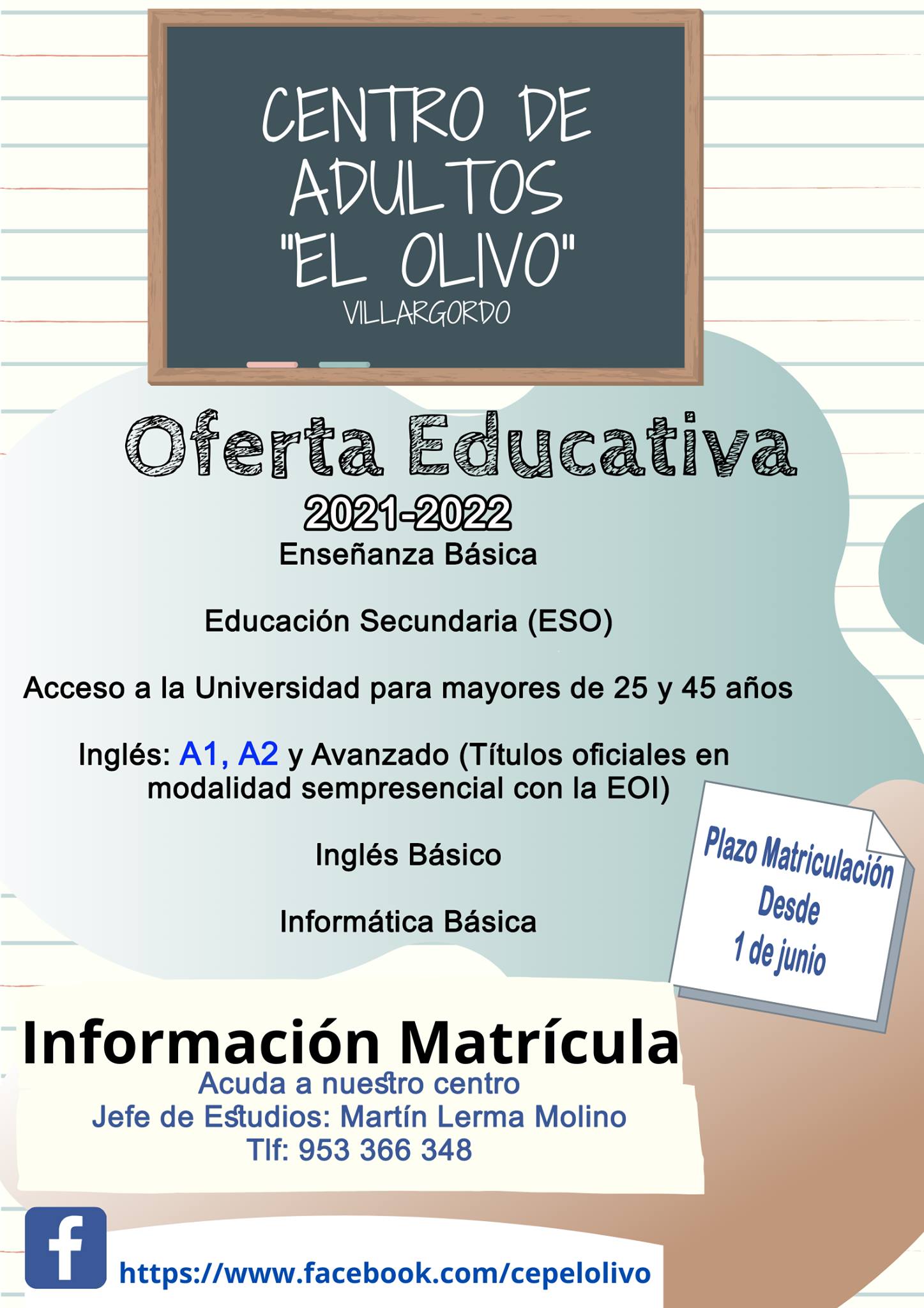 Matrícula Centro de Adultos El Olivo