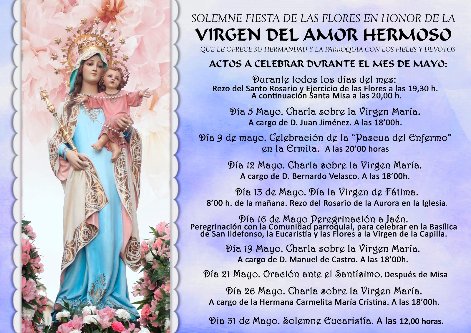 Actos religiosos en honor a la Virgen del Amor Hermoso