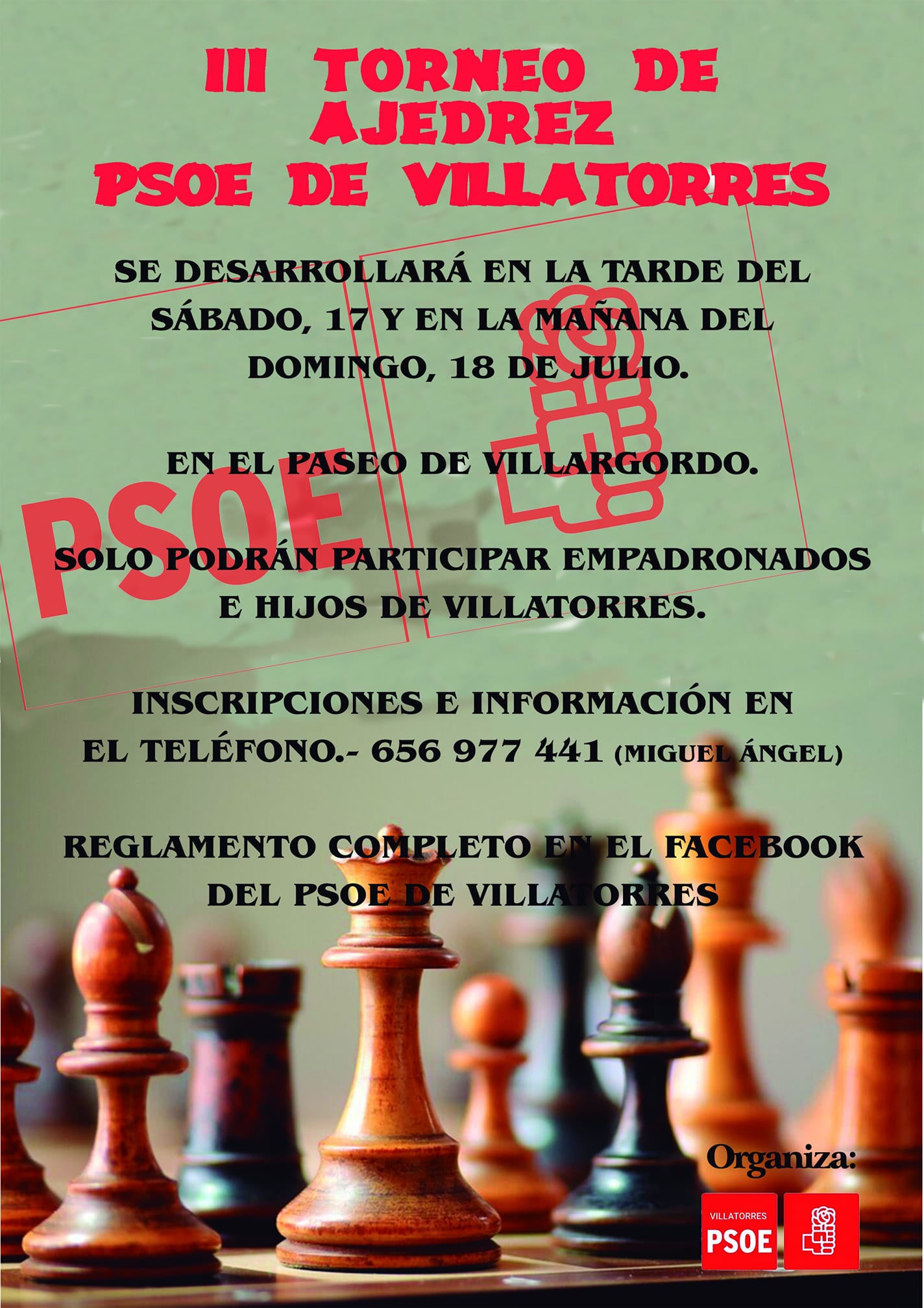 III Torneo de Ajedrez organizado por PSOE de Villatorres