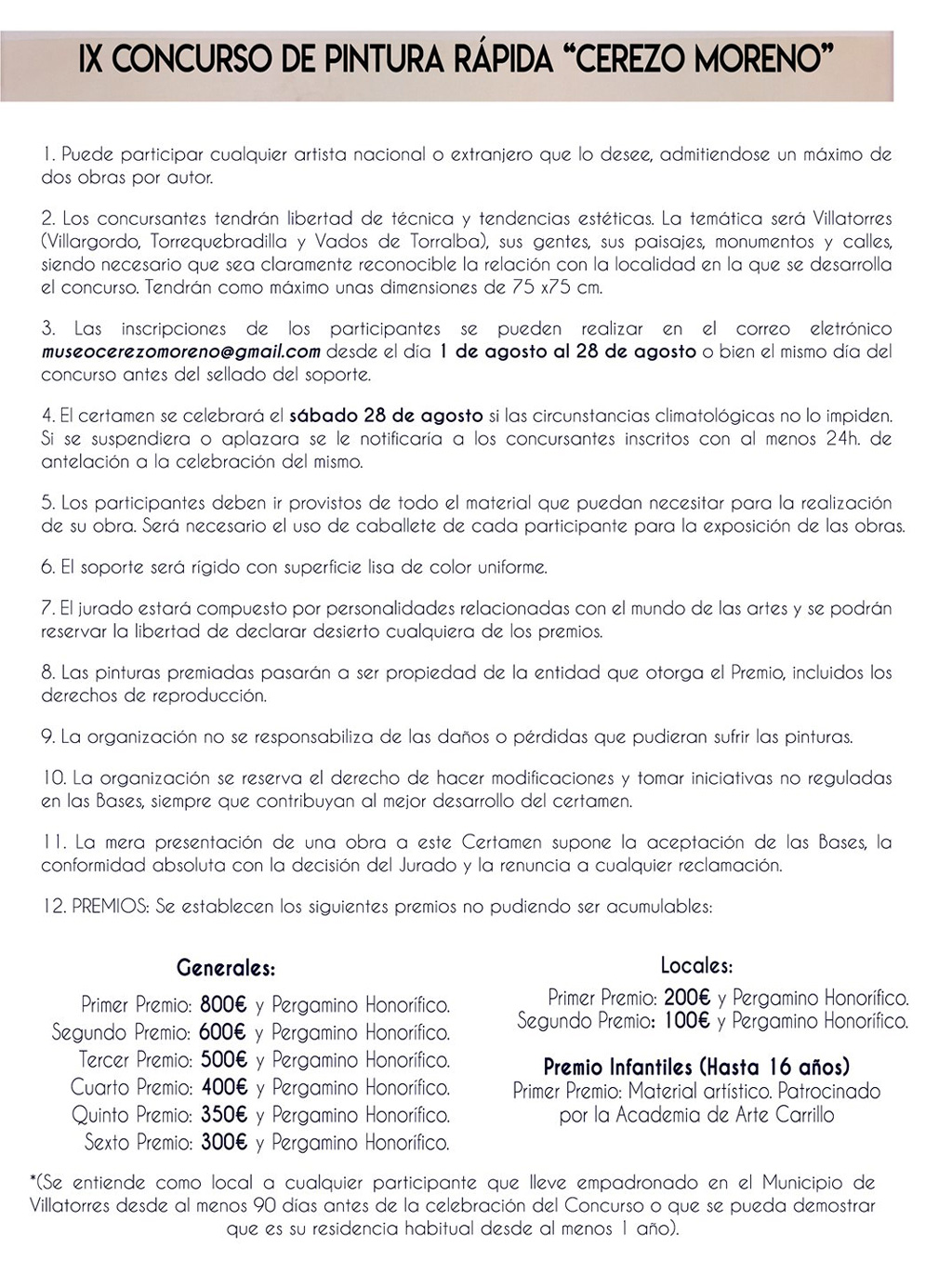 IX Concurso de pintura rápida Cerezo Moreno