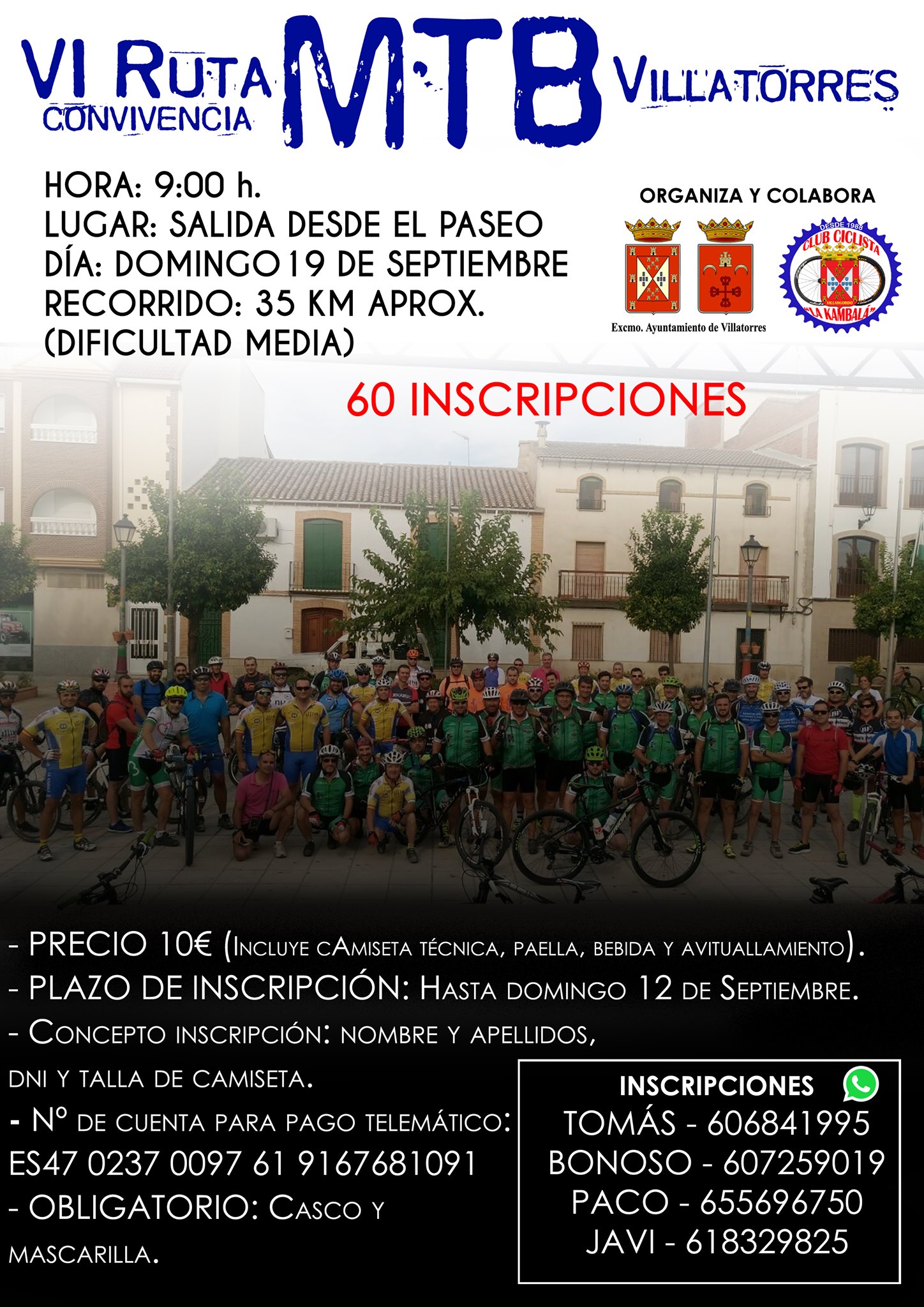 Abierta la incripción al VI Ruta Convivencia MTB Villatorres