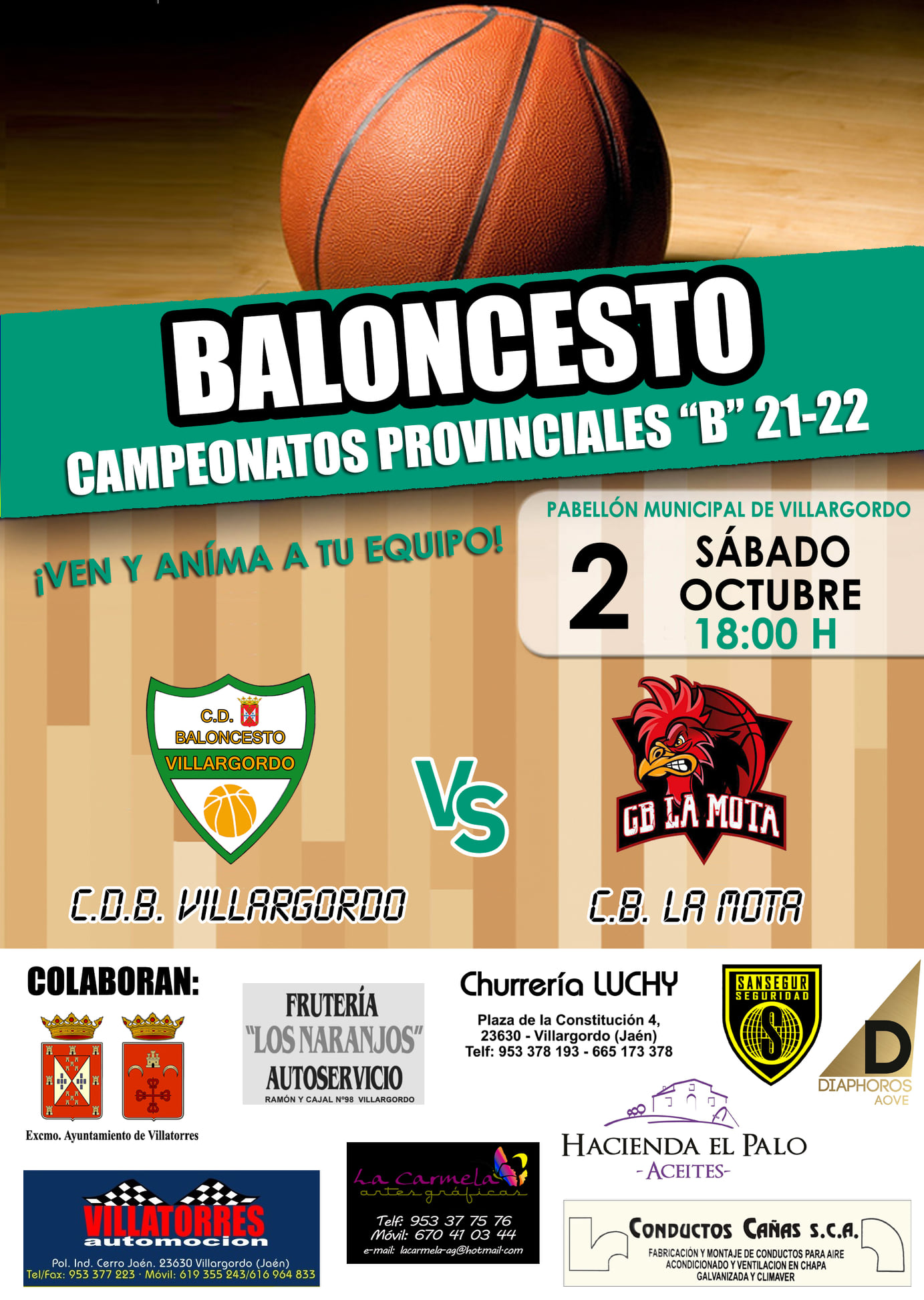 Partido de Baloncesto C.D.B Villargordo Vs C.B La Mota