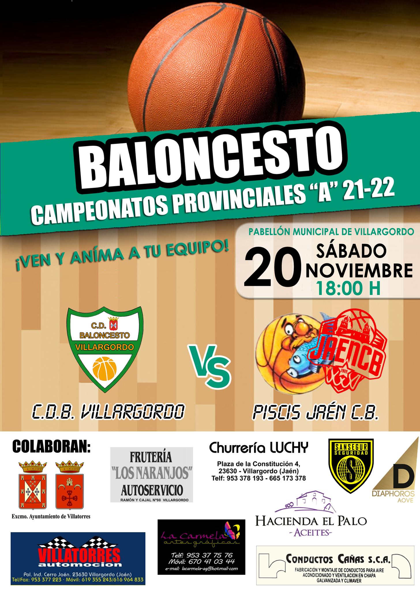 Partido de Baloncesto C.D.B Villargordo Vs Piscis Jaén C.B