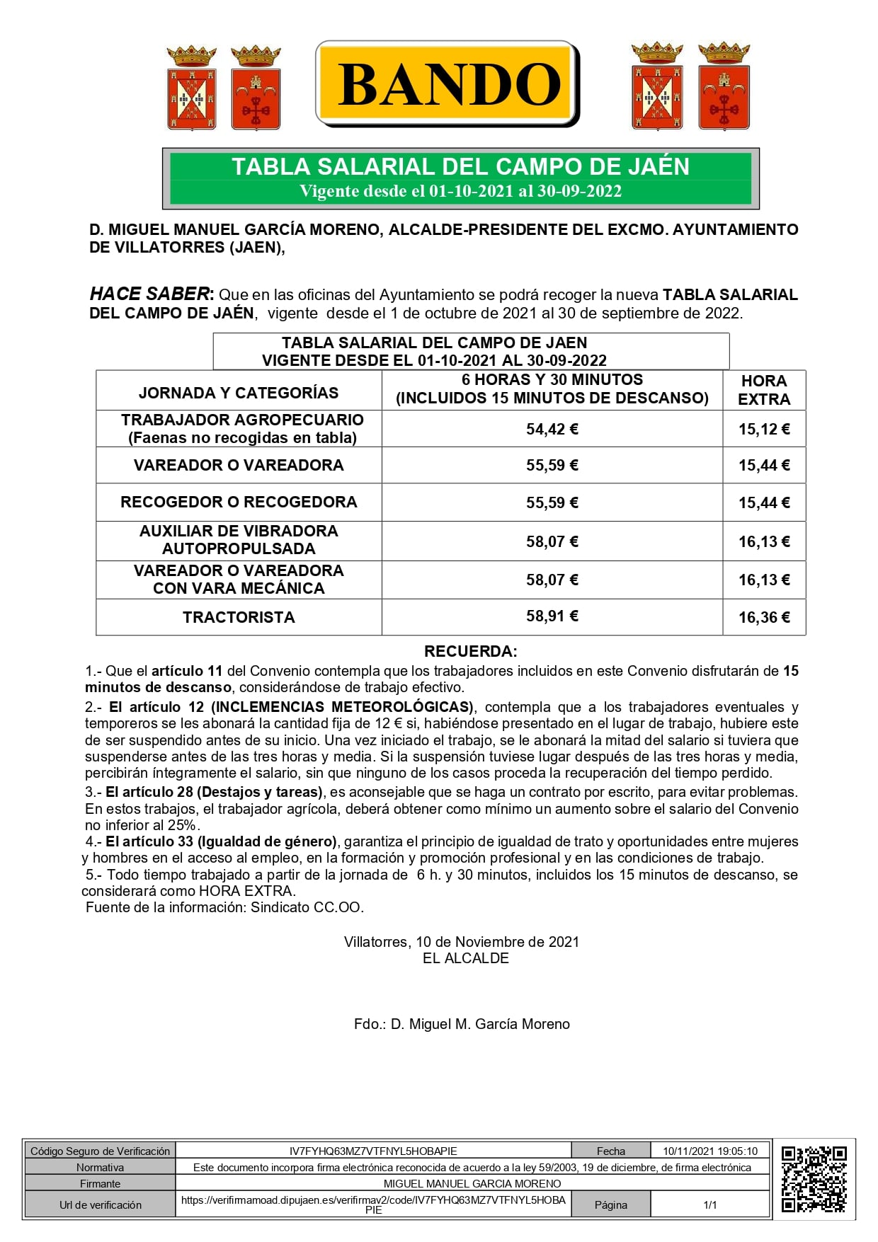 Tabla Salarial del Campo de Jaén 20212022 Web de Villargordo Jaen Tabla Salarial del Campo de Jaén 20212022 Web de Villargordo Jaen