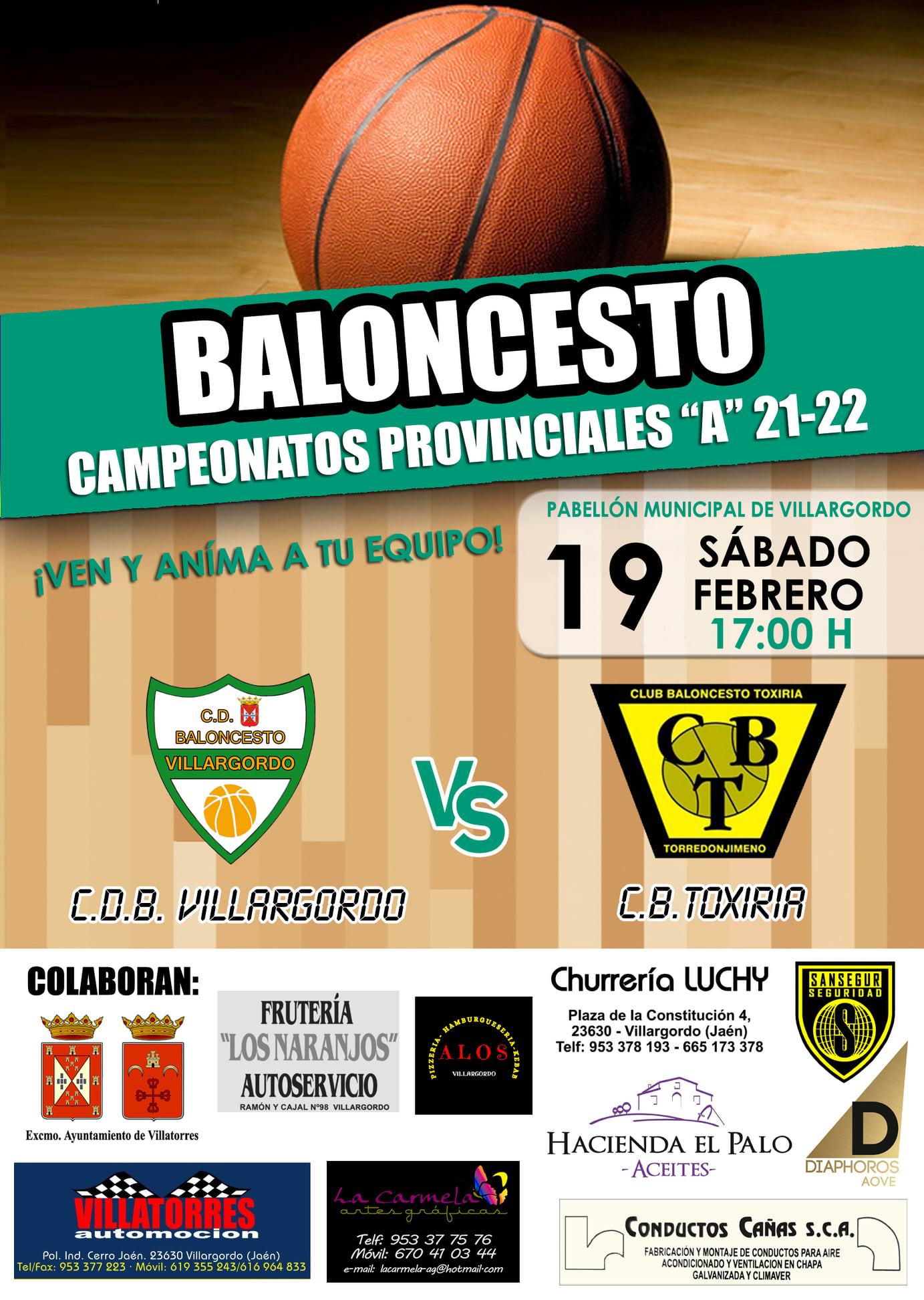 Partido de baloncesto C.D.B Villargordo vs C.B Toxiria