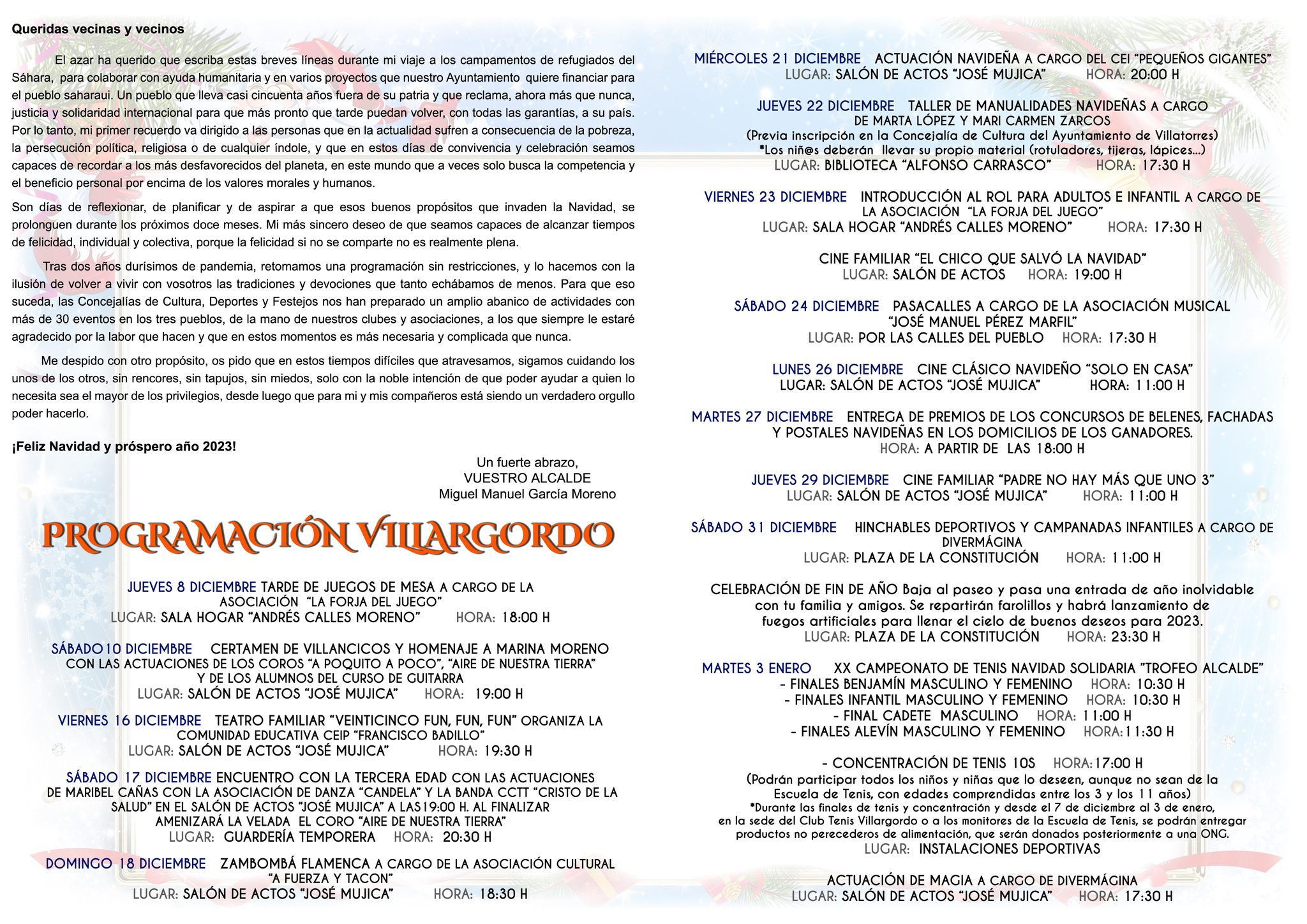 Programación Navidad 2022