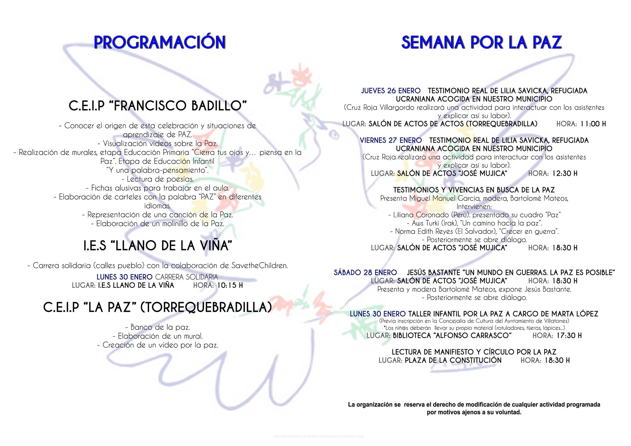 Programación Semana por la Paz