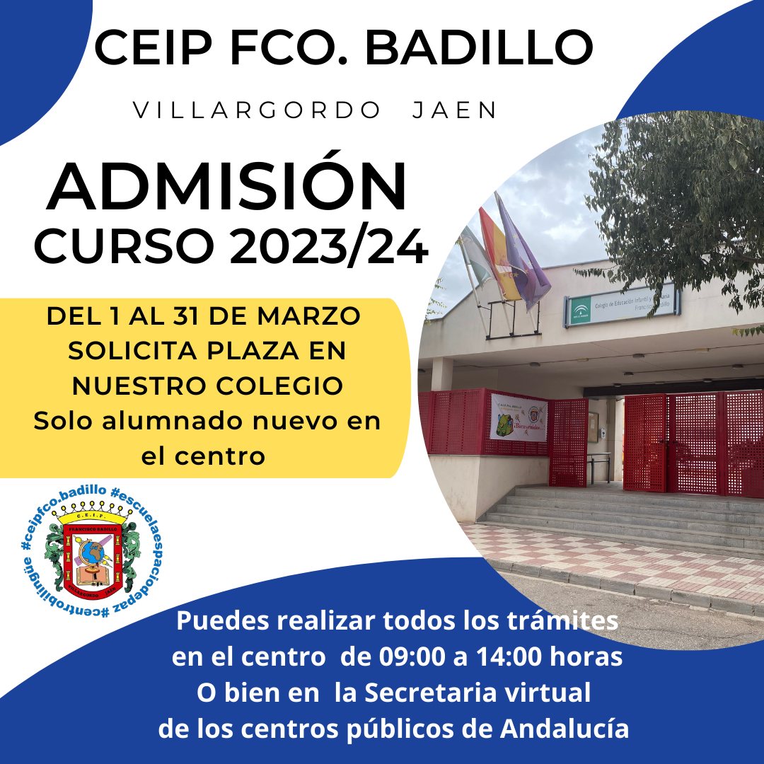 Admisión C.E.I.P. Francisco Badillo curso 2023/2024